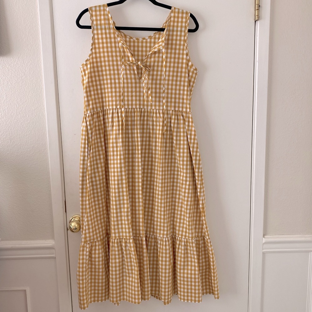 Tradlands Birdie Sleeveless Dress Gingham Marigold